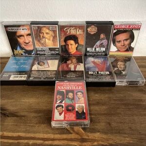 11 Cassette Tape Country Music Lot - 9 Greatest Hits Albums, 1 Christmas Album